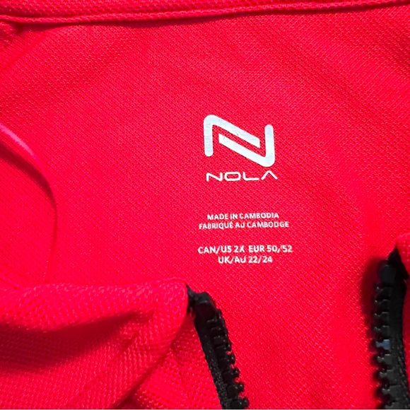 ADDITION ELLE - Nola Ladies Zippered Collar Golf Workout Shirts - Black & Red - Picture 14 of 16